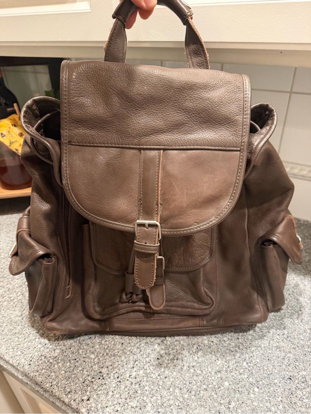 Vintage Men's Brown Leather Backpack Rucksack - Classic Backpack